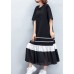 Handmade black Cotton Wardrobes plus size Photography patchwork Cinched shift Summer Dresses