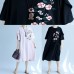 Modern o neck embroidery linen clothes Fashion Online Shopping black long Dresses Summer